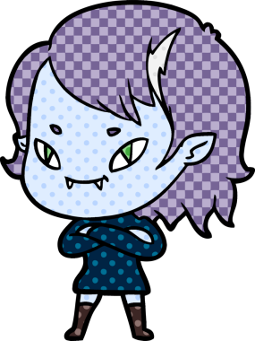 Bir insan tarafından çizilmiş çizgi film dostu vampir kız.