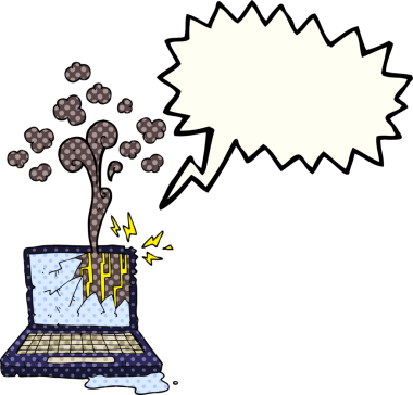 El yazısıyla çizilmiş çizgi roman konuşma balonu karikatürü bir insan tarafından çizilmiş bozuk bilgisayar