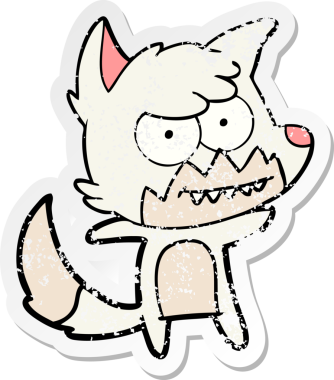 Bir insan tarafından çizilmiş sırıtan tilki çizgi filminin sıkıntılı çıkartması.