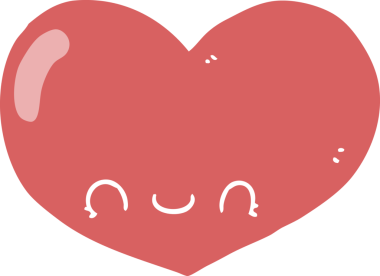 Bir insan tarafından çizilmiş düz renk çizgi film aşk kalp karakteri