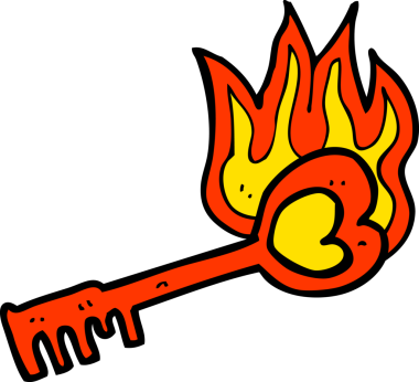 Bir insan tarafından çizilmiş kalp şeklinde bir anahtar.