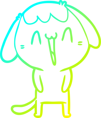 Bir insan tarafından çizilmiş şirin bir çizgi köpeğin soğuk gradyan çizgisi.