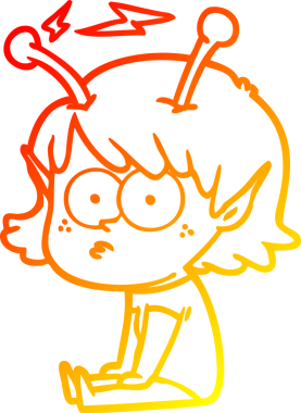 Bir insan tarafından çizilmiş bir uzaylı kız çizgi çizimi.