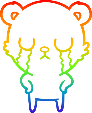 Bir insan tarafından çizilmiş ağlayan çizgi film ayısının çizimi.