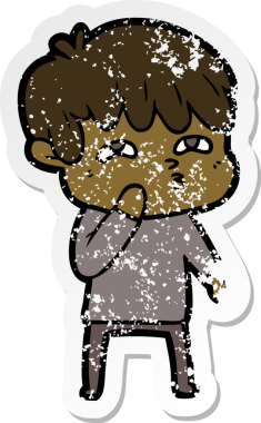 Bir insan tarafından çizilmiş garip bir adamın sıkıntılı çıkartması.