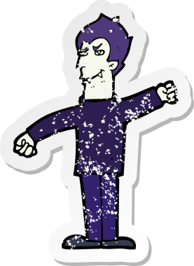 Bir insan tarafından çizilmiş vampir bir çizgi filmin gerilimli yapıştırması.