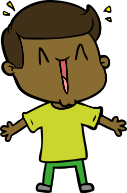 Bir insan tarafından çizilmiş heyecanlı bir çizgi film.