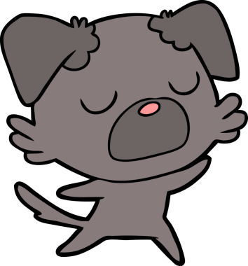 Bir insan tarafından çizilmiş çizgi film köpeği.