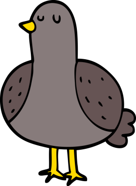 Bir insan tarafından çizilmiş çizgi film kuşu.