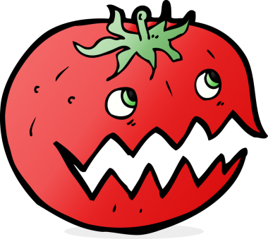 Bir insan tarafından çizilmiş domates çizgi filmi.