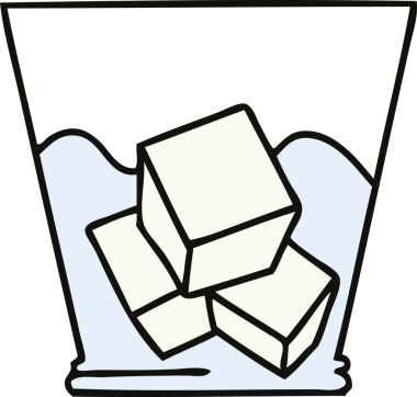 Bir insan tarafından çizilmiş garip bir karikatür viski ve buz.