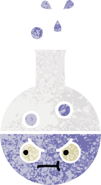 Bir insan tarafından çizilen test tüpünün retro çizim stili karikatürü