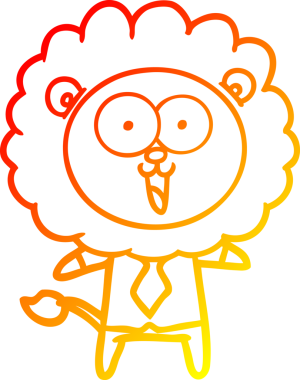 Bir insan tarafından çizilmiş mutlu çizgi film aslanının sıcak çizgi çizimi