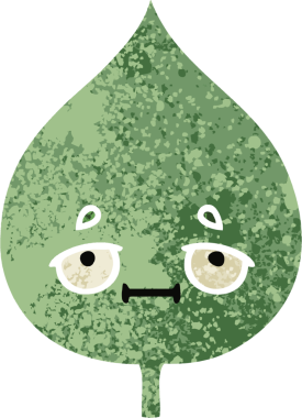 Bir insan tarafından çizilmiş dışavurumsal yaprağın retro çizim tarzı karikatürü