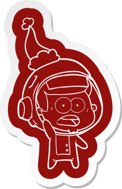 Şaşırmış bir astronotun insan tarafından çizilmiş Noel Baba şapkası.