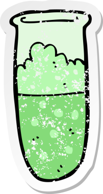 Bir insan tarafından çizilmiş karikatür test tüpünün gerilimli yapıştırması.