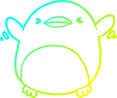 Bir insan tarafından çizilmiş kanat çırpan sevimli bir penguenin soğuk gradyan çizgisi.