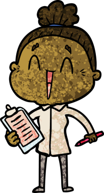 Bir insan tarafından çizilmiş mutlu yaşlı kadın çizgi filmi.