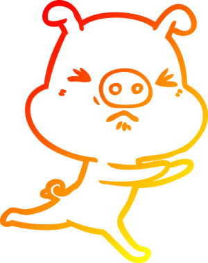 Bir insan tarafından çizilmiş kızgın bir domuzun sıcak çizgi çizimi.