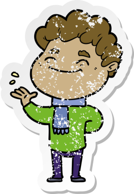 Bir insan tarafından çizilmiş, karikatür dostu bir adamın sıkıntılı çıkartması.