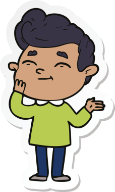 Bir insan tarafından çizilmiş mutlu bir çizgi film karakterinin çıkartması.