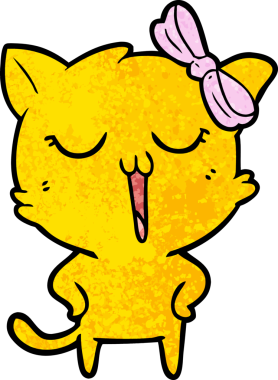 Bir insan tarafından çizilmiş çizgi film kedisi.