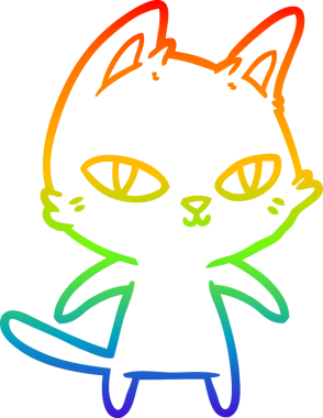 Gökkuşağı gradyan çizgi çizimi Bir insan tarafından çizilen çizgi film kedisi