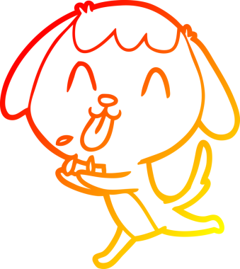 Bir insan tarafından çizilmiş sevimli bir köpeğin sıcak çizgi çizgisi.