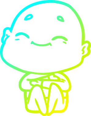 Bir insan tarafından çizilmiş, mutlu, kel bir adamın çizdiği soğuk çizgi.