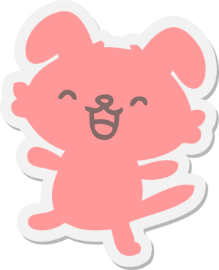 Bir insan tarafından çizilmiş mutlu dans eden köpek etiketi