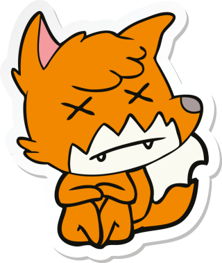 Bir insan tarafından çizilmiş ölü tilki etiketi.