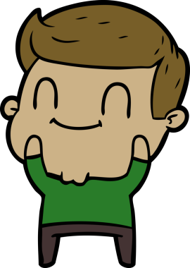 Bir insan tarafından çizilmiş çizgi film dostu bir adam.