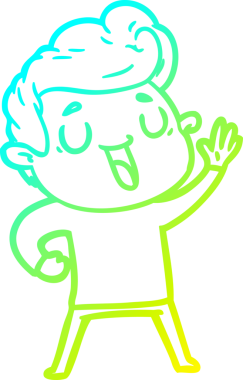 Bir insan tarafından çizilmiş mutlu bir çizgi film karakteri çizimi.