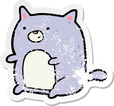 Bir insan tarafından çizilmiş karikatür bir kedinin sıkıntılı çıkartması.