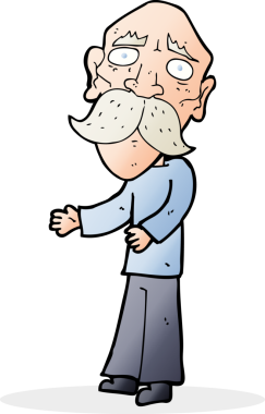 Bir insan tarafından çizilmiş yalnız yaşlı adam çizgi filmi.