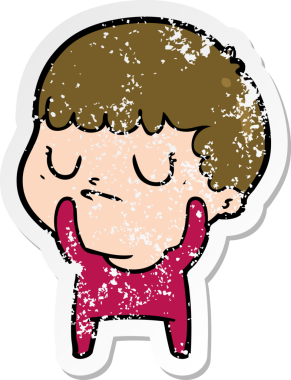 Bir insan tarafından çizilmiş huysuz bir çocuğun sıkıntılı çıkartması.