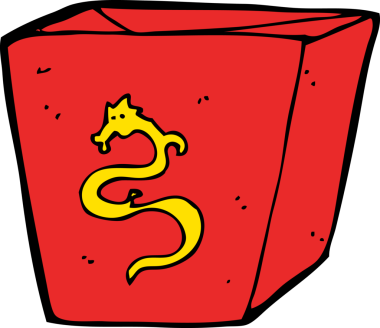 Bir insan tarafından çizilmiş makarna kutusu.