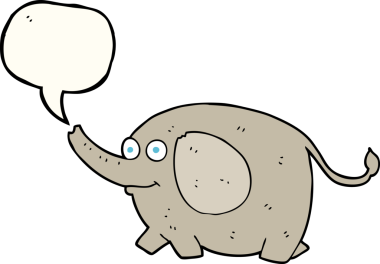 Bir insan tarafından çizilmiş serbest konuşma balonu karikatürü fili