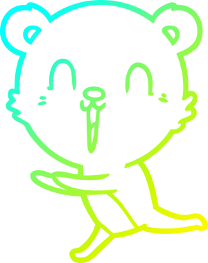 Bir insan tarafından çizilen mutlu çizgi film ayısının soğuk gradyan çizgisi.