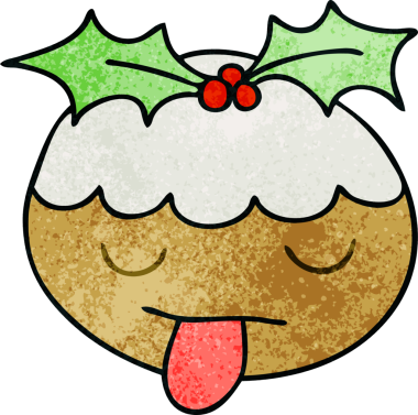 Bir insan tarafından çizilmiş garip bir karikatür Noel pudingi.