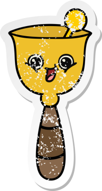 Bir insan tarafından çizilmiş şirin bir okul çanının sıkıntılı çıkartması.