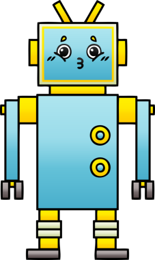 Bir insan tarafından çizilmiş bir robotun gölgelenmiş çizimi
