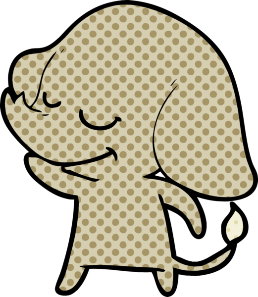 Bir insan tarafından çizilmiş gülümseyen bir fil.