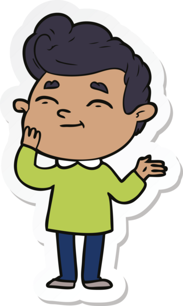 Bir insan tarafından çizilmiş mutlu bir çizgi film karakterinin çıkartması.