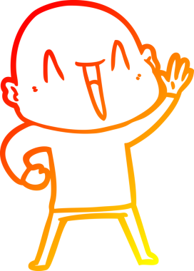 Bir insan tarafından çizilmiş mutlu, kel bir adamın sıcak çizgi çizimi.