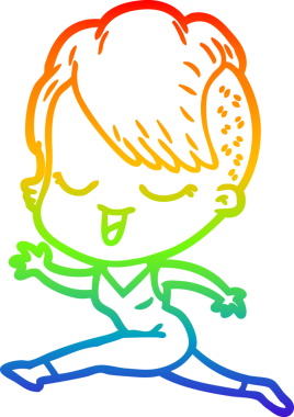 gökkuşağı gradyanı çizimi mutlu bir çizgi kız koşan bir insan tarafından çizilmiş