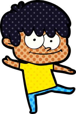 Bir insan tarafından çizilmiş mutlu çizgi film adamı.