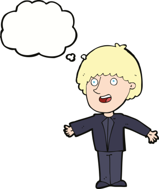 Bir insan tarafından çizilmiş düşünce balonlu mutlu adam çizgi filmi.