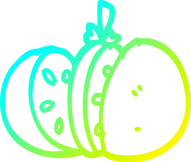 Bir insan tarafından çizilmiş bir domatesin soğuk gradyan çizimi.