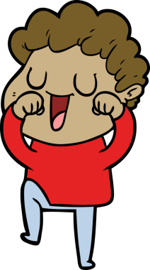 Gülen çizgi film adamı, bir insan tarafından çizilmiş gözleri.